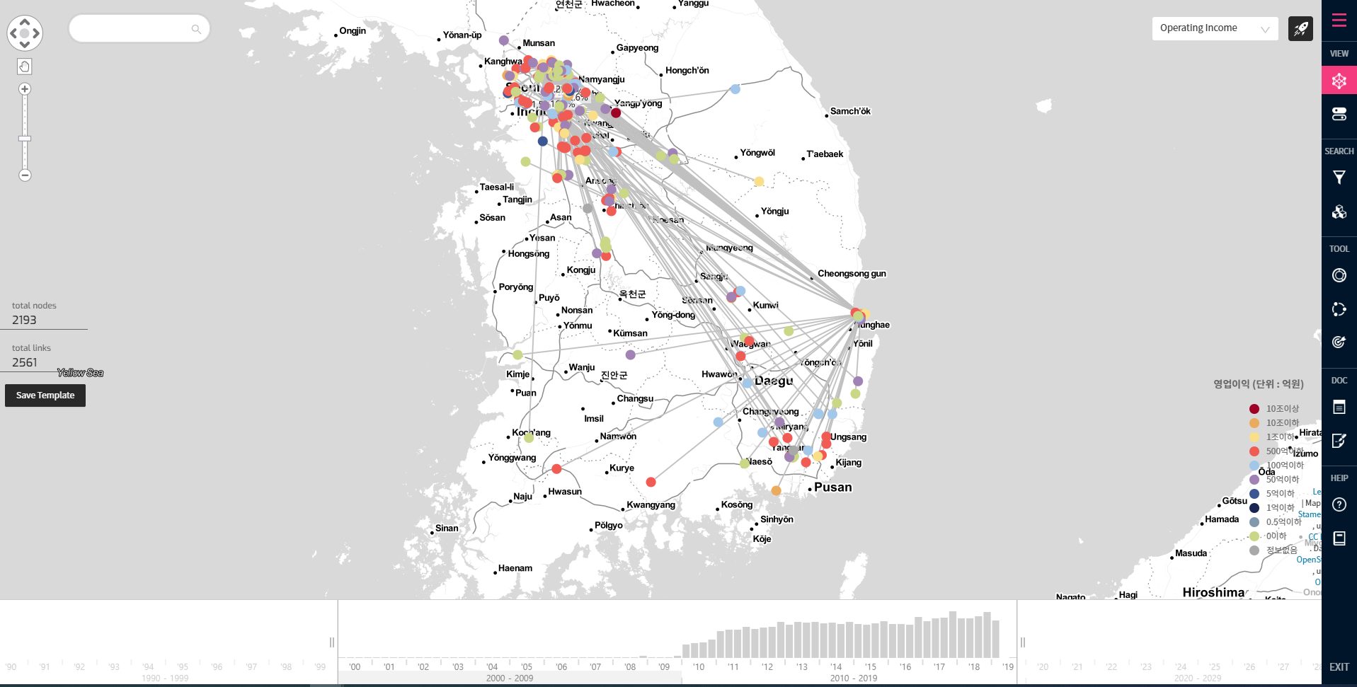 connected supply chains: EffectMall makes good use of KeyLines’ map mode, showing geographic connections between companies